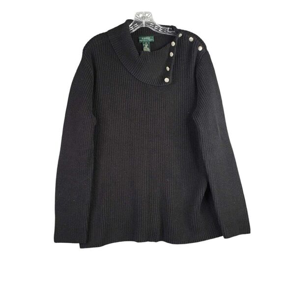 Polo Ralph Lauren LRL Sweater Pullover Women’s Size Medium M Black Chunky Knit - Picture 1 of 8